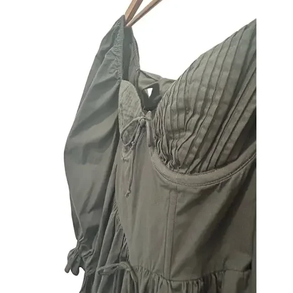 For Love & Lemons Ruth Mini Dress Black 100% Organic Cotton Size XS Coquette